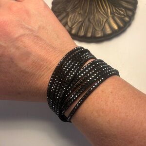 Swarovski suede and crystal wrap bracelet or cuff